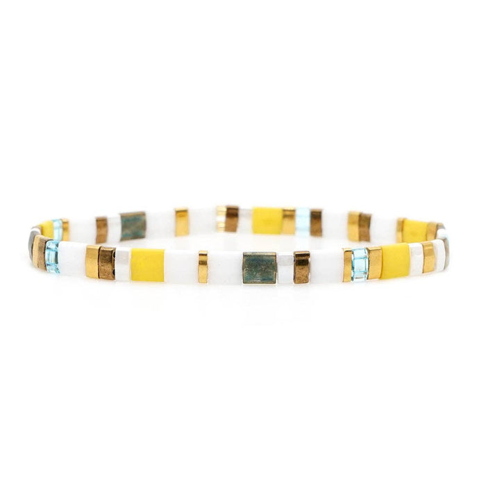 Boho Glass & Hematite Beaded TILA Beads Stretch Bracelet -BJ: MIO0032B - Olita Gifts & Goods
