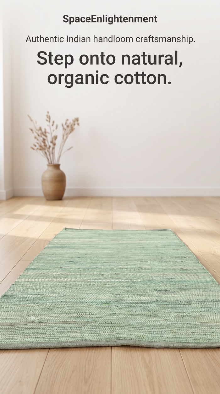 Cotton Rug - Aqua Colour SMALL Indian Handloom