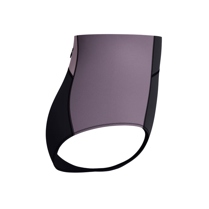 Speedo Women's Colorblock Boyleg Swim Bottom in purple and black, featuring a back zip pocket.