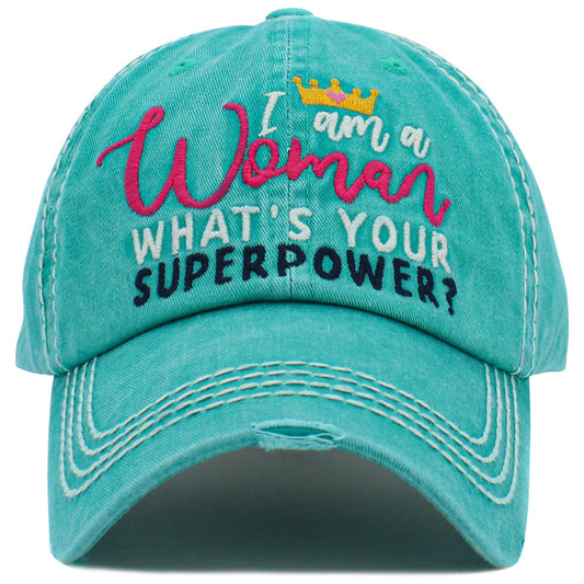 1476 - I Am a Woman Hat - Turquoise