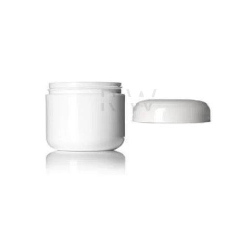 2 OZ White PP Plastic Jar | Double Wall Round Base with Top
