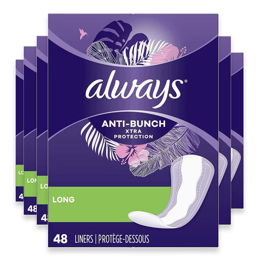 Always Anti-Bunch Long Liners - 48 Ct - 6 Pack