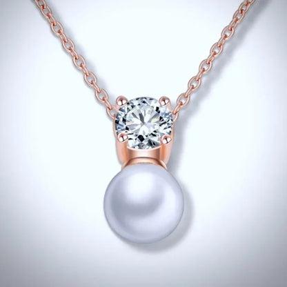 Wedding Pearl Jewelry - Pearl and Cubic Zirconia Jewelry Set - Available in Rose Gold and Silver