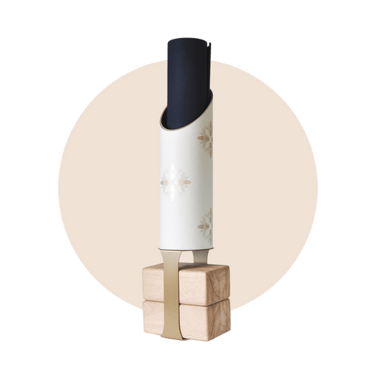 Mache Cream Apis Yoga Mat Tube + Gold Stand Apis Yoga Storage Bundle – Sustainable Wall-Mounted Yoga Organizer