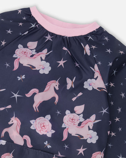 Apron Navy Unicorn Print-2