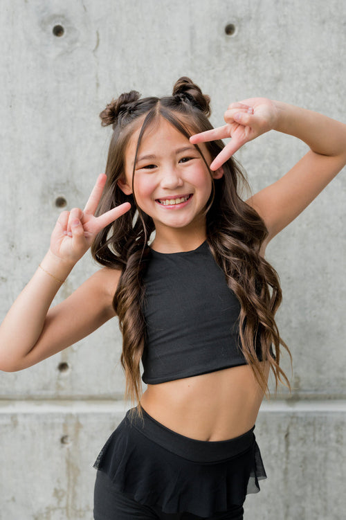 Black Bow Girls Dance Top