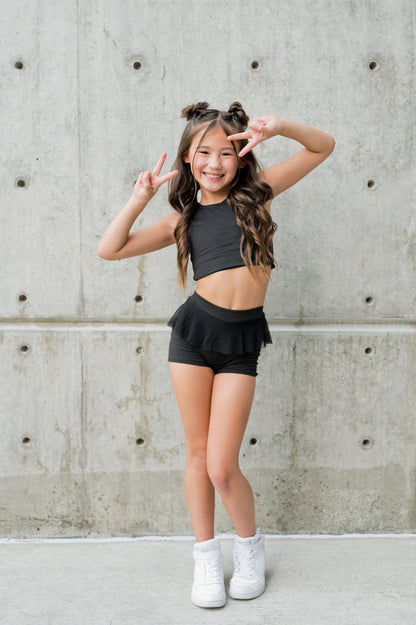 Black Bow Girls Dance Top