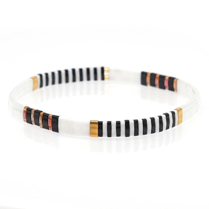 Boho Glass & Hematite Beaded TILA Beads Stretch Bracelet -BJ: MIO0032B - Olita Gifts & Goods