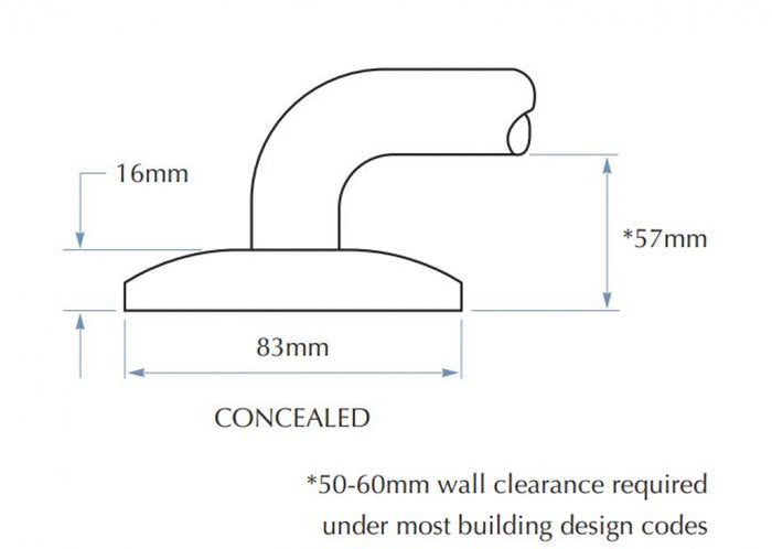 Bradley 832-6 Toilet Grab Rail 90 Degree Left Hand