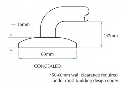 Bradley 832 Shower T-Bar Grab Rail Centre Fix