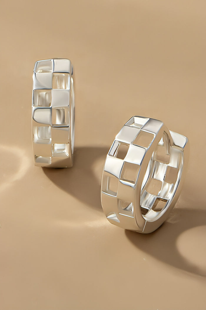 Checkered Huggie Hoops