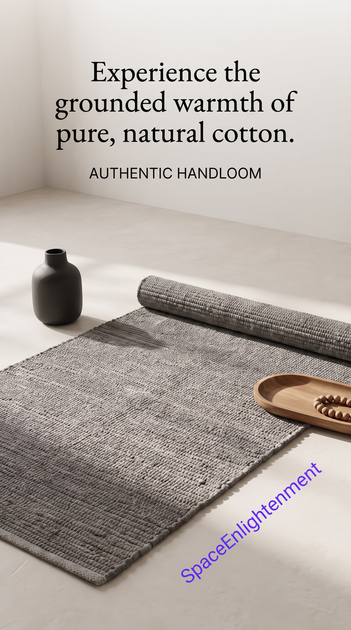 Cotton Grey Rug - SMALL Indian Handloom