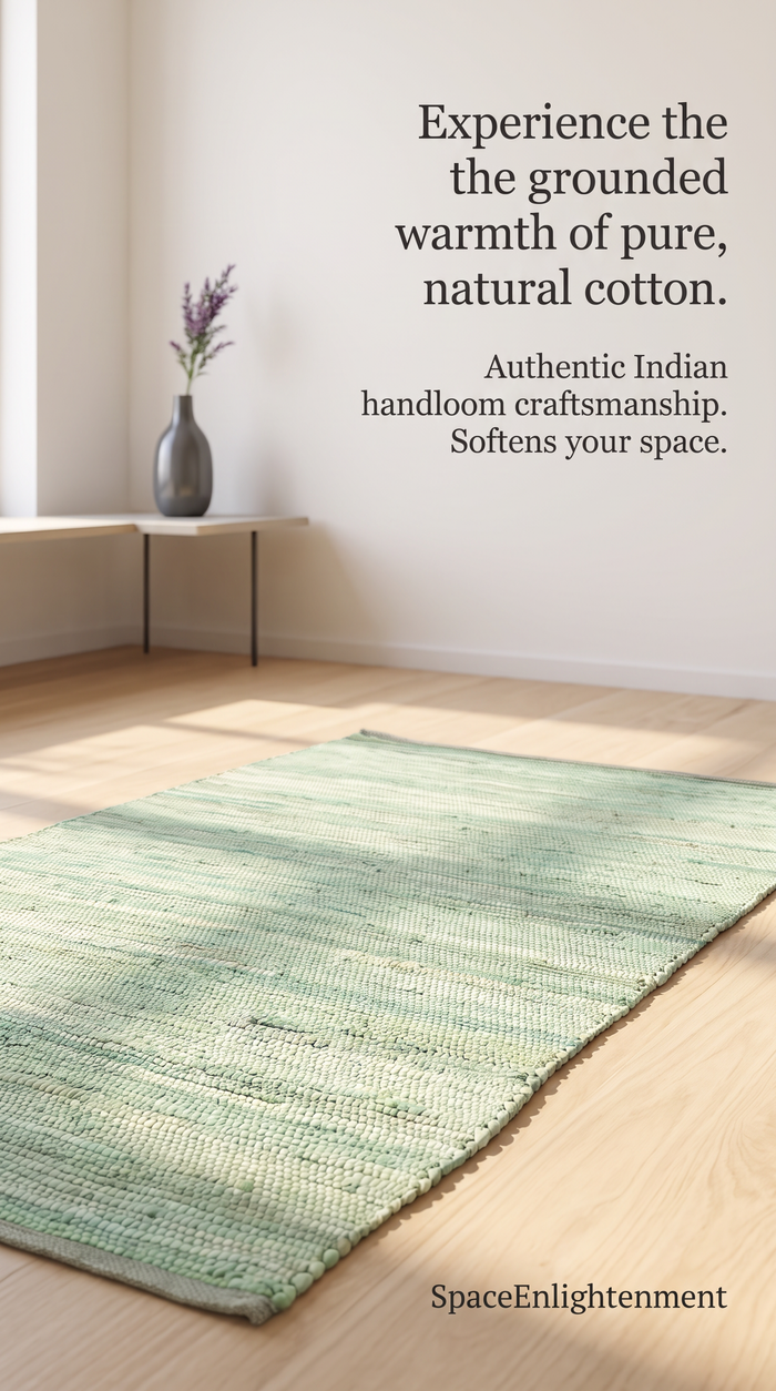 Cotton Rug - Aqua Colour MEDIUM Indian Handloom