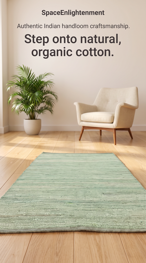 Cotton Rug - Aqua Colour SMALL Indian Handloom