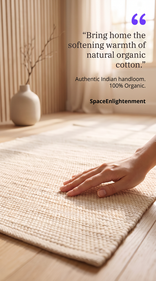 Cotton Rug - Cream Colour SMALL Indian Handloom