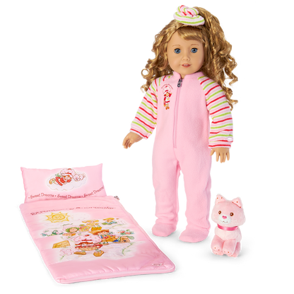 Courtney’s™ Strawberry Shortcake™ Sleeping Bag & PJs for 18-inch Dolls (Historical Characters)