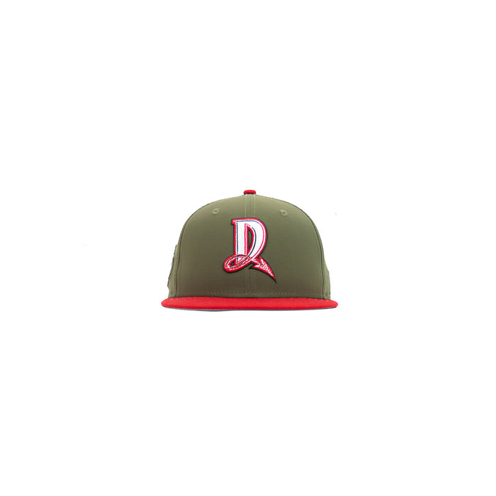Dayton Dragons 20th Anniversary Fitted Cap (Olive Ripstop/ Red)