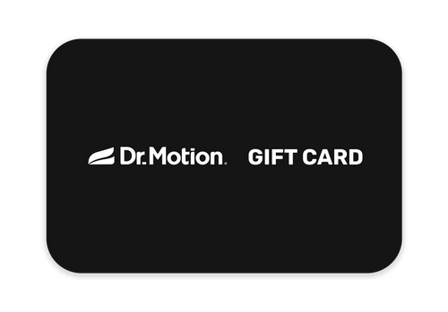 Black gift card featuring the text "Dr. Motion" and "GIFT CARD" in white.