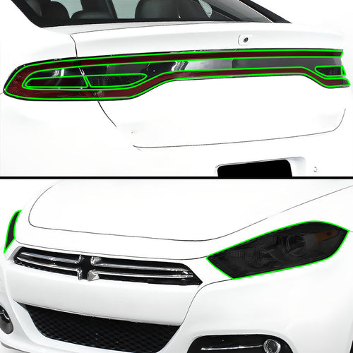 Full Headlight Taillight Racetrack Precut Smoked PPF Tint Kit Film Overlay Fits Dodge Dart 2013 - 2016 - Bogar Tech Designs