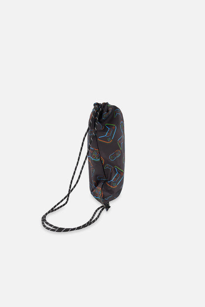 Drawstring Bag Black Printed Controller-1