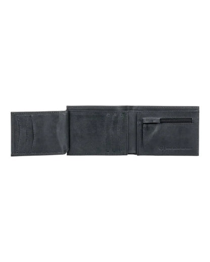 Black leather wallet on a white background