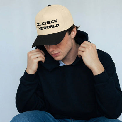 Embroidered Oil Check The World Hat