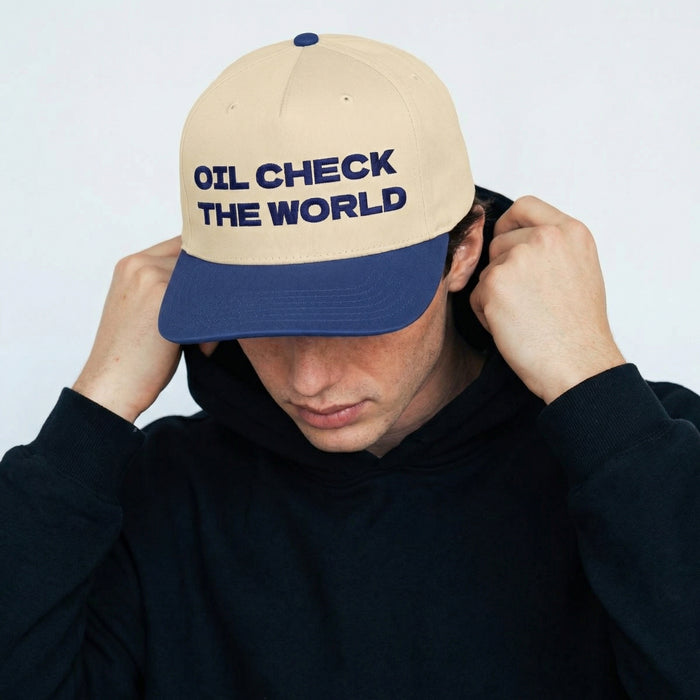 Embroidered Oil Check The World Hat