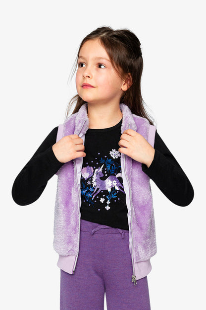 Faux Fur Sleeveless Vest Violet-3