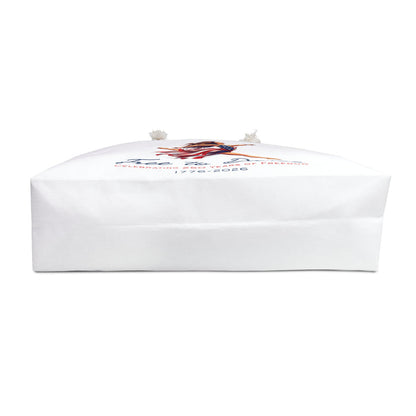 White tote bag bottom with Free to Dance  Celebrating 250 Years of Freedom 1776-2026 design.