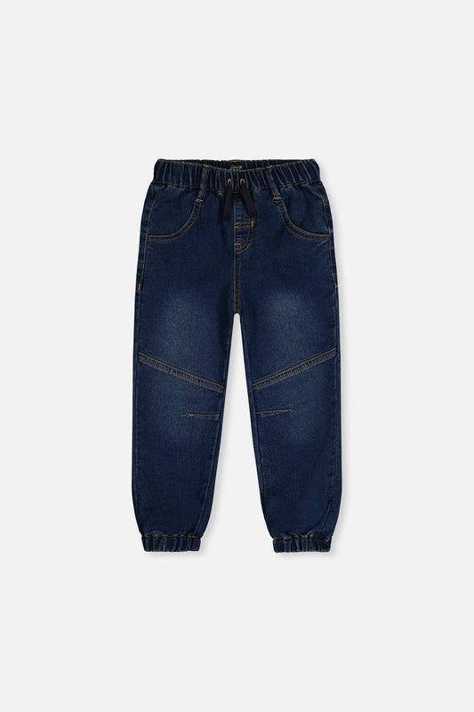 French Terry Denim Jogger Pants Navy Blue-0