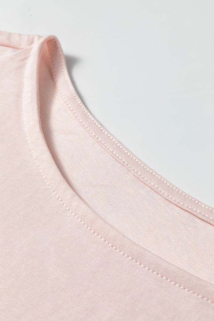 Gossamer Pink Long Sleeve Ruffle Cuff Top