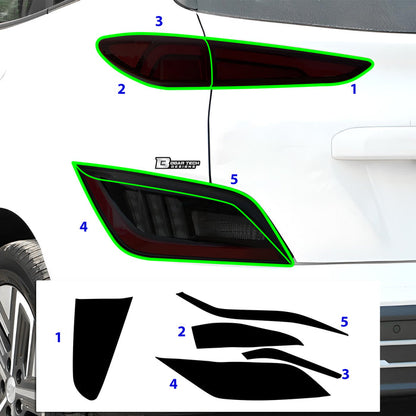 Full Headlight Taillight Precut Smoked PPF Tint Kit Film Overlay Fits Hyundai Kona Electric 2022 - 2023 - Bogar Tech Designs