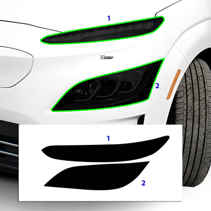 Full Headlight Taillight Precut Smoked PPF Tint Kit Film Overlay Fits Hyundai Kona Electric 2022 - 2023 - Bogar Tech Designs