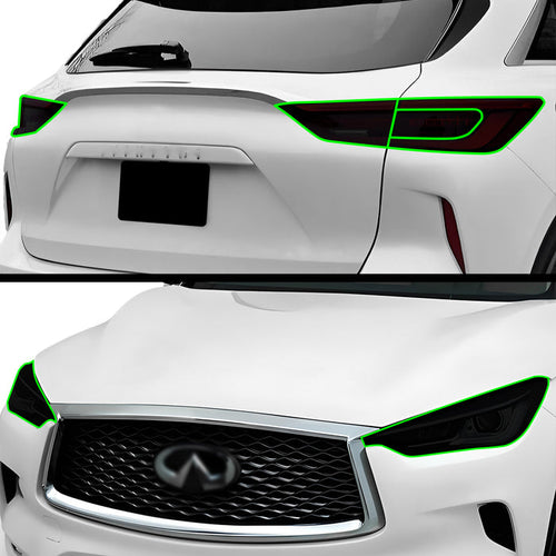 Full Headlight Taillight Precut Smoked PPF Tint Kit Film Overlay Fits Infiniti QX50 2019 - 2025 - Bogar Tech Designs