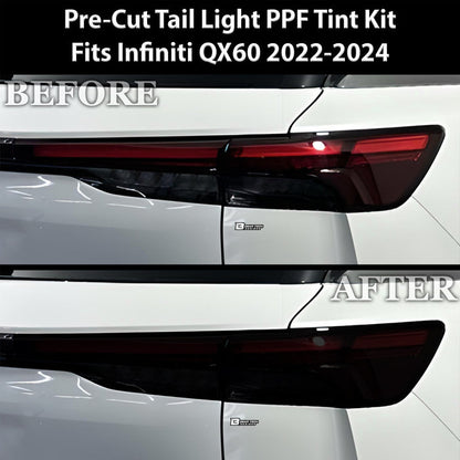 Full Headlight Taillight Precut Smoked PPF Tint Kit Film Overlay Fits Infiniti QX60 2022 - 2024 - Bogar Tech Designs