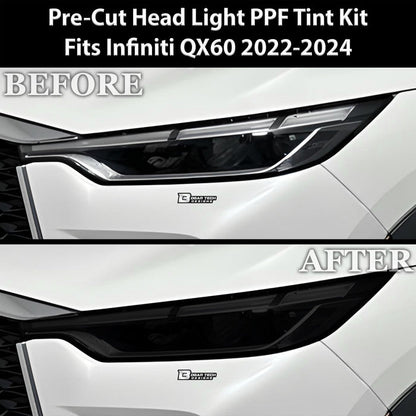 Full Headlight Taillight Precut Smoked PPF Tint Kit Film Overlay Fits Infiniti QX60 2022 - 2024 - Bogar Tech Designs