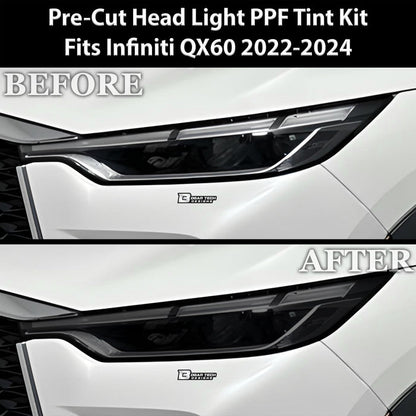 Full Headlight Taillight Precut Smoked PPF Tint Kit Film Overlay Fits Infiniti QX60 2022 - 2024 - Bogar Tech Designs