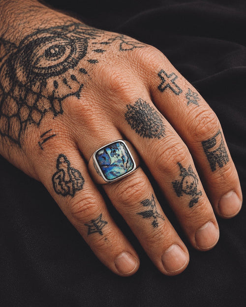 Inlaid Abalone Shell Stainless Steel Ring