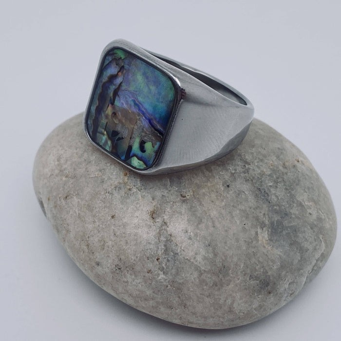 Inlaid Abalone Shell Stainless Steel Ring