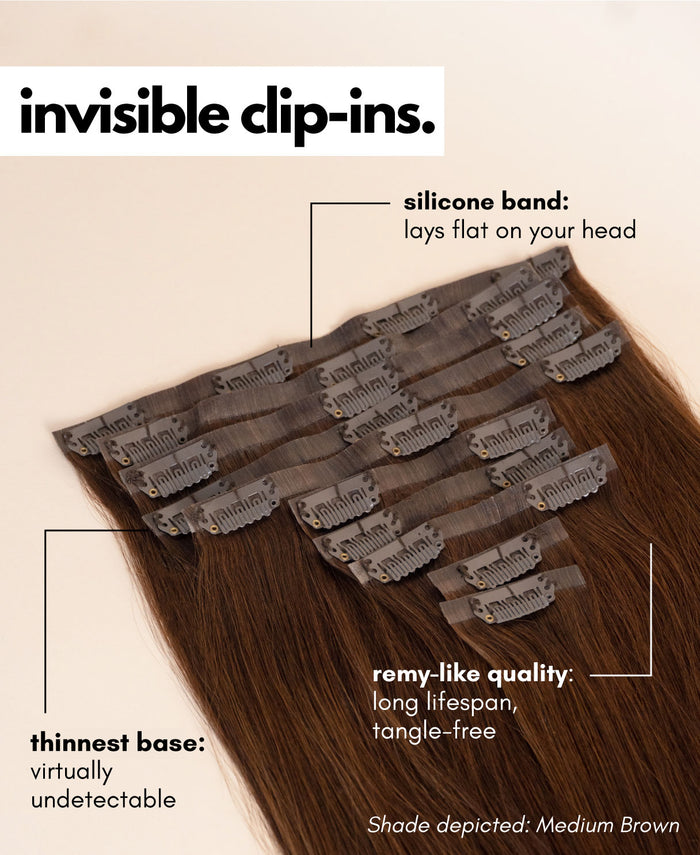 invisible clip-in hair extensions cherry red.
