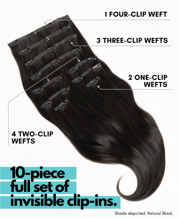 invisible clip-in hair extensions cherry red.