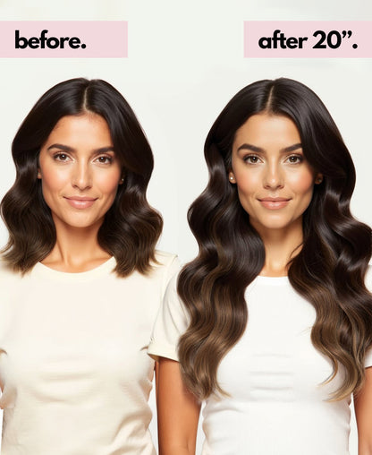invisible clip-in hair extensions dimensional brown.