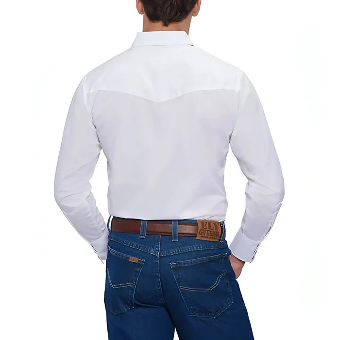 Men's Ely Cattleman Long Sleeve Solid Western Snap Shirt