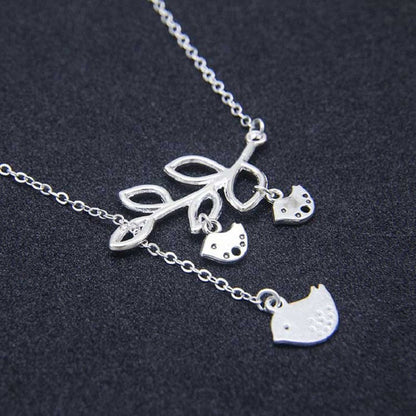 Mom & Two Baby Birds Pendant Necklace – Zinc Alloy
