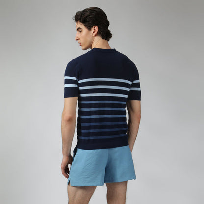 Navy Seabreeze Knit Polo - Parke & Ronen