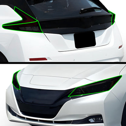 Full Headlight Taillight Precut Smoked PPF Tint Kit Film Overlay Film Fits Nissan Leaf 2018 - 2024 - Bogar Tech Designs