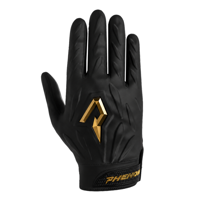 Phenom Elite Quantum Fierce Youth & Adult Padded Football Gloves - Gold Rush Black