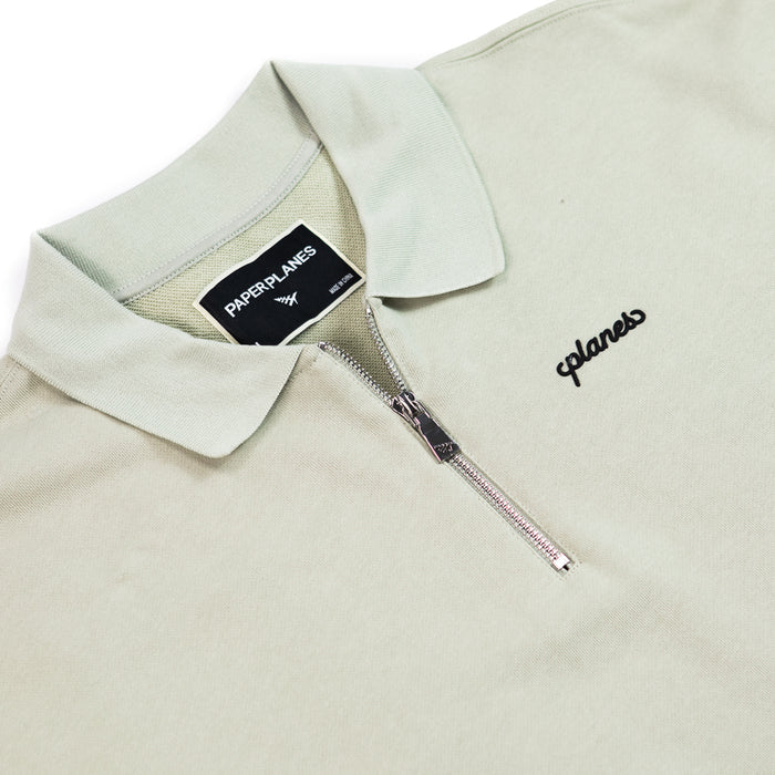Planes French Terry Script Weld Quarter Zip Polo (Grey)
