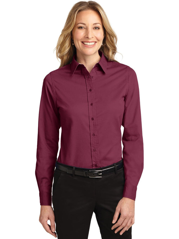 no-logo Port Authority Ladies Easy Care-Regular-Port Authority-Burgundy/Light Stone-XS-Thread Logic