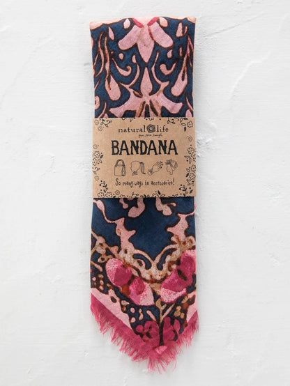 Printed Cotton Bandana - Navy-view 3